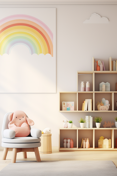 彩虹元素儿童房间可爱摄影图