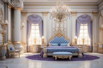 古典欧式豪华风格卧室摄影图