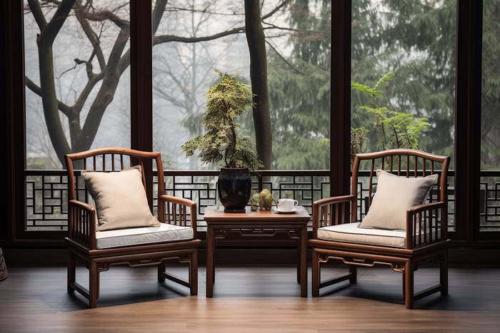 新中式家具禅宗风格摄影图