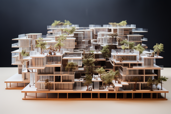 房地产住宅建筑模型摄影图