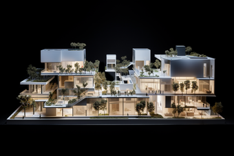 住宅建筑模型布局摄影图