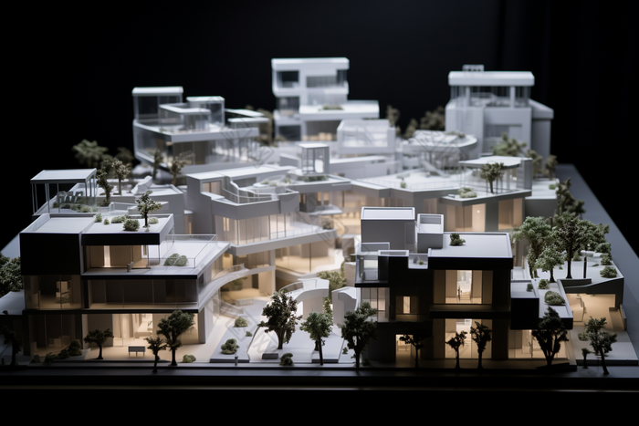 住宅建筑布局模型摄影图