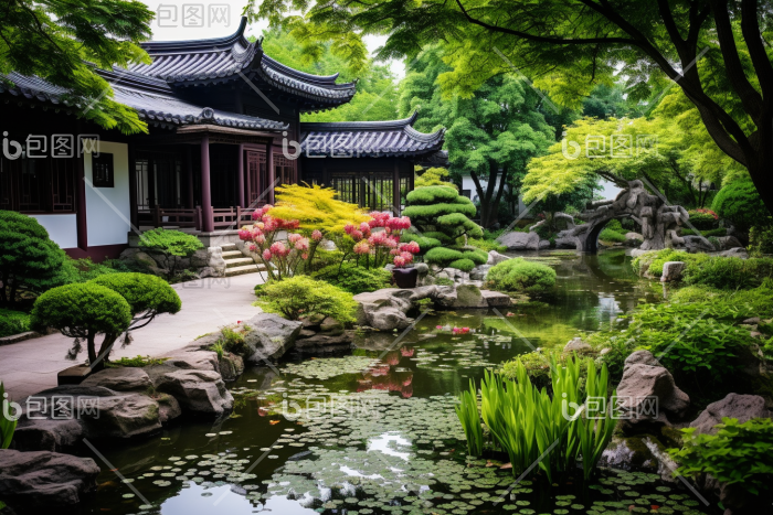苏州园林美丽景观摄影图图片-包图网