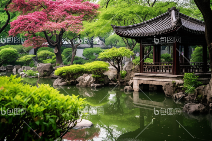 苏州精致园林美丽景观摄影图图片-包图网