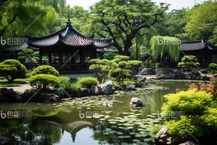 苏州园林精致景观摄影图图片-包图网