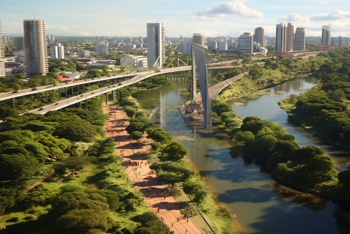 生态城市公园行人天桥摄影图