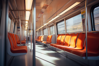 地铁车座位橙色摄影图