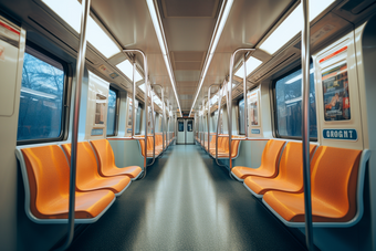 地铁车橙色座位<strong>摄影图</strong>