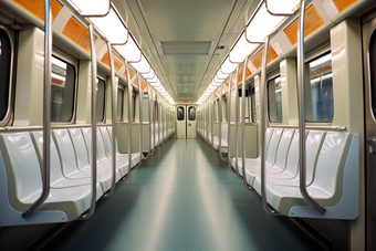 地铁车白色座位摄影图