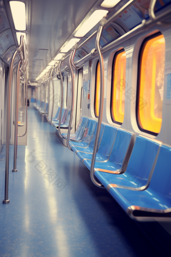 地铁蓝色座位摄影图