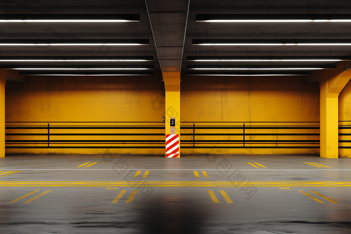 停车场的黄黑线摄影图