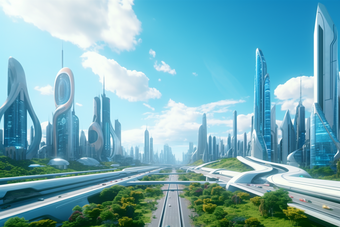 未来城市<strong>发展</strong>科技感建筑摄影图