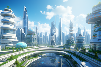 未来城市<strong>发展</strong>的科技感摄影图