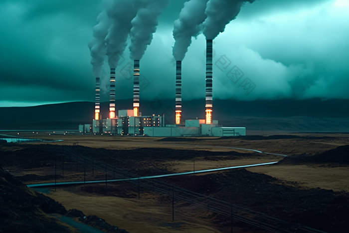 地热能发电厂清洁能源科技高科技低碳摄影图