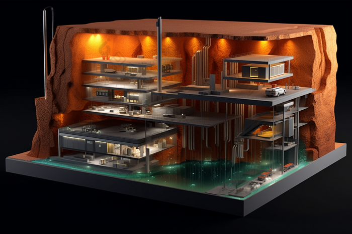 地热能3D概念清洁能源科技新能源环保高科技节能低碳摄影图