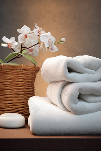 毛巾产品草布料居家洗护用品酒店洗手间摄影图
