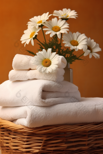 毛巾静物布草布料居家洗护宾馆旅店商务住宿洗手间摄影图