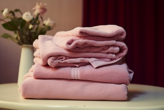 粉色毛巾布草布料居家洗护用品洗手间