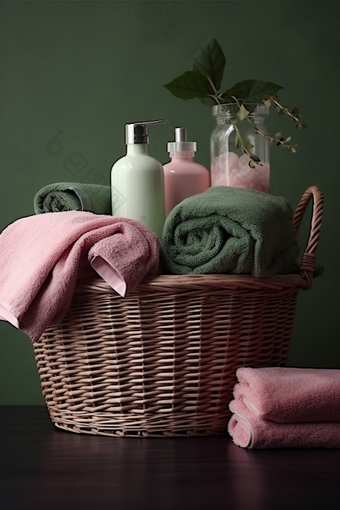 毛巾沐浴露布草布料居家洗护用品酒店宾馆摄影图
