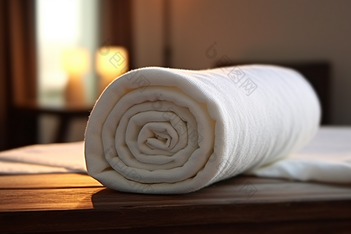 一次性毛巾摆放布草布料居家洗护用品摄影图