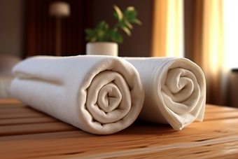 毛巾摆放布草布料居家洗护用品酒店宾馆旅店摄影图