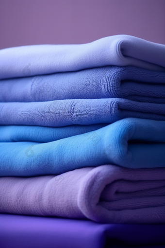 蓝色毛巾布草布料居家洗护用品摄影图