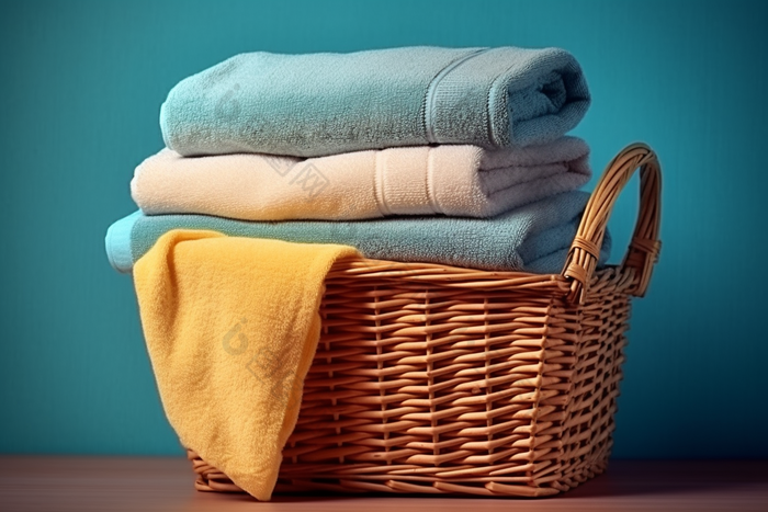 一筐毛巾布草布料居家洗手间摄影图