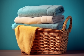一筐毛巾布草布料居家洗手间摄影图