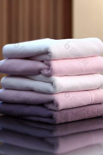 毛巾卷布草布料居家洗护用品酒店宾馆摄影图