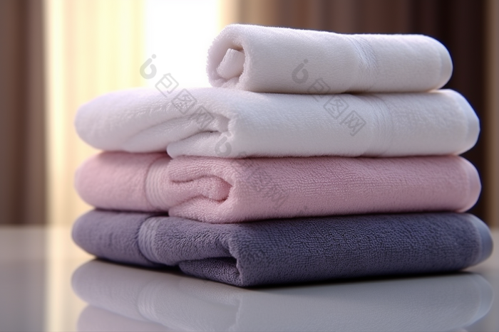 毛巾卷布草布料居家商务住宿洗手间摄影图