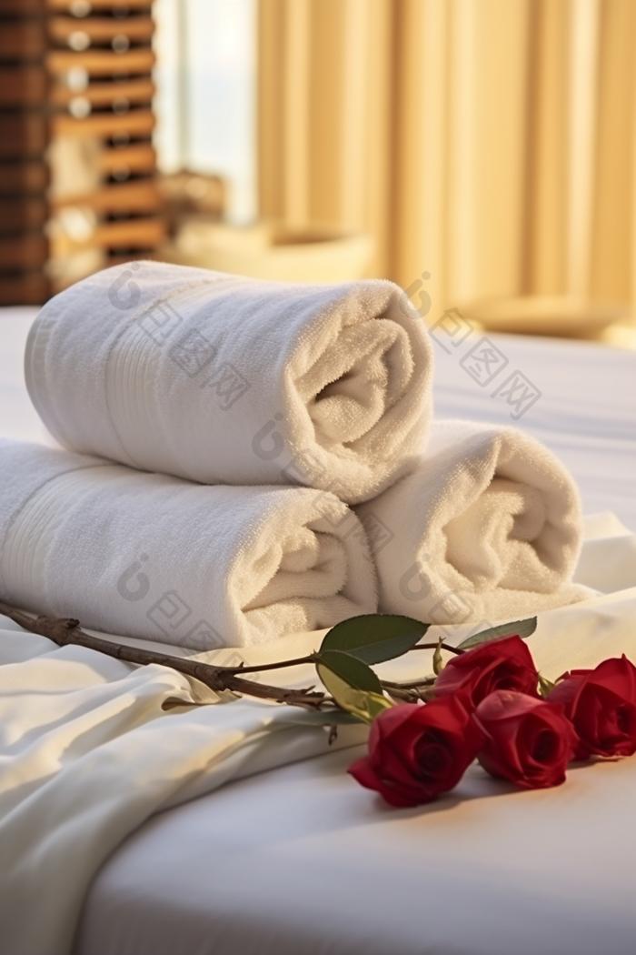 毛巾布居家洗护用品酒店宾馆商务摄影图