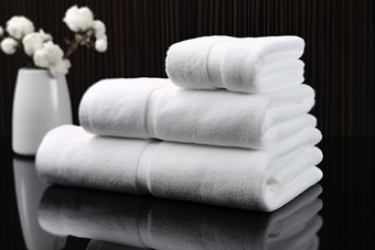 白色毛巾布草布料洗手间摄影图