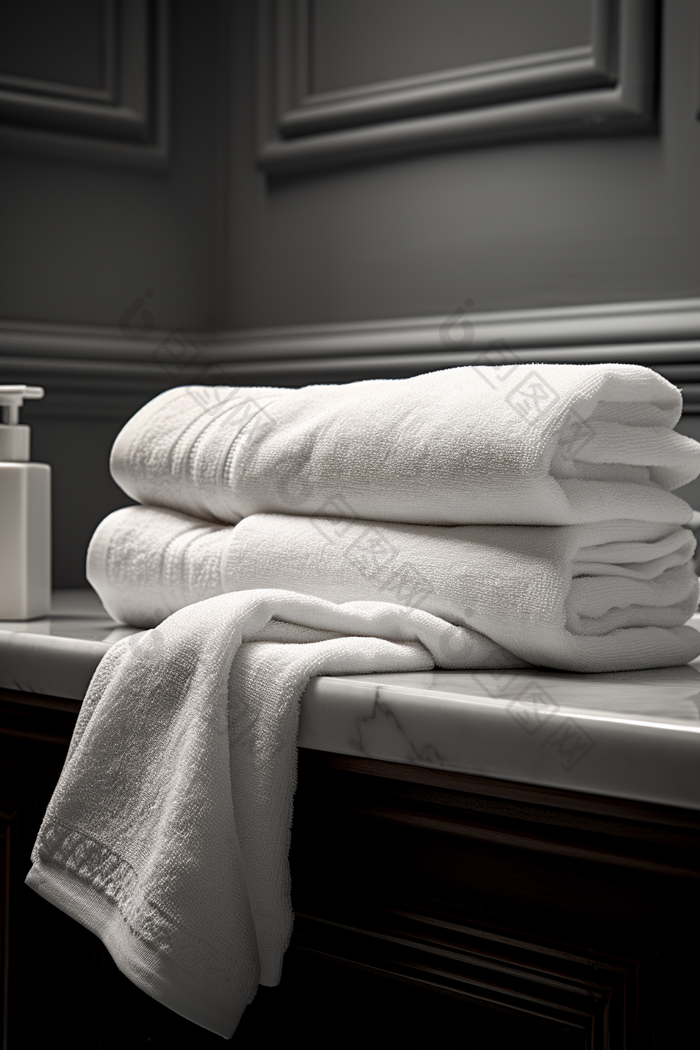 浴巾布草布料居家洗护用品酒店旅店商务住宿洗手间摄影图