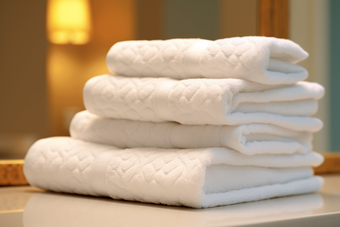 浴巾展示布草布料居家洗护用品商务住宿洗手间摄影图