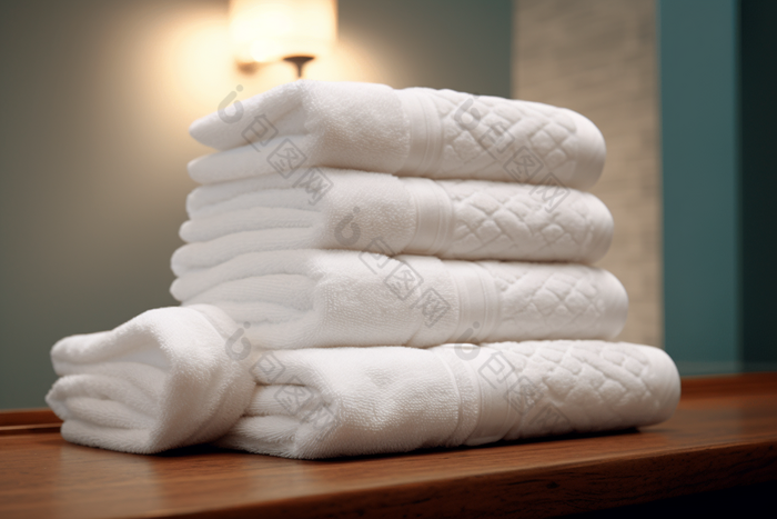 浴巾展示布草布料居家洗护用品酒店宾馆商务住宿洗手间摄影图