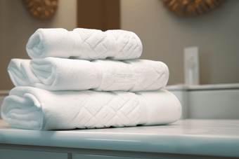 浴巾展示布草布料居家洗护洗手间摄影图