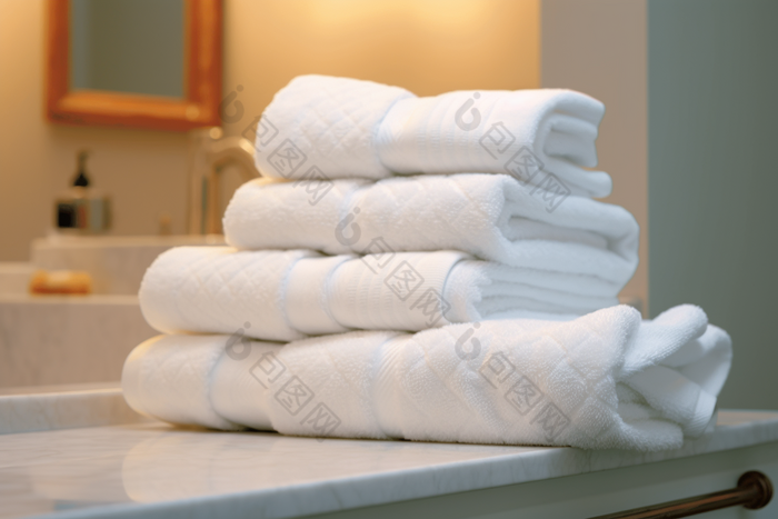 浴巾展示布草布料居家洗护用品摄影图