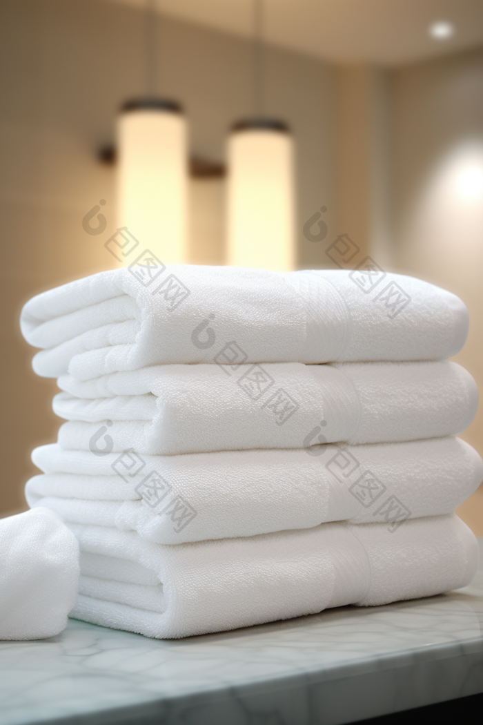 浴巾展示布草布料居家洗护用品酒店摄影图