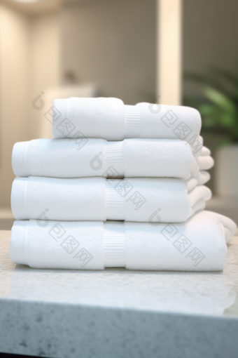 浴巾展示布草布料居家洗护住宿洗手间摄影图