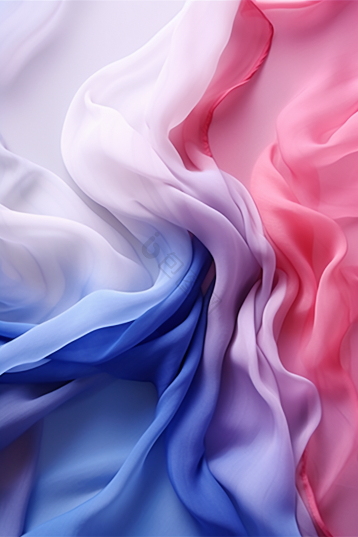 粉蓝渐变波浪丝绸纹理布料布艺绸缎纱真丝蚕