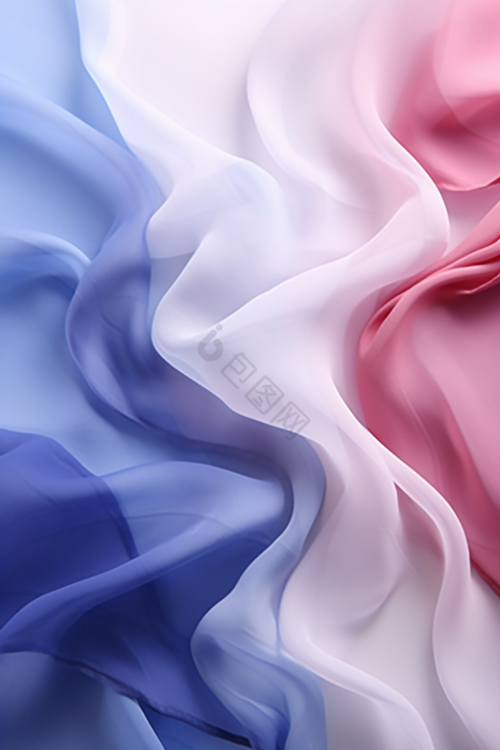 粉蓝渐变波浪丝绸纹理质感布料布艺绸缎纱摄