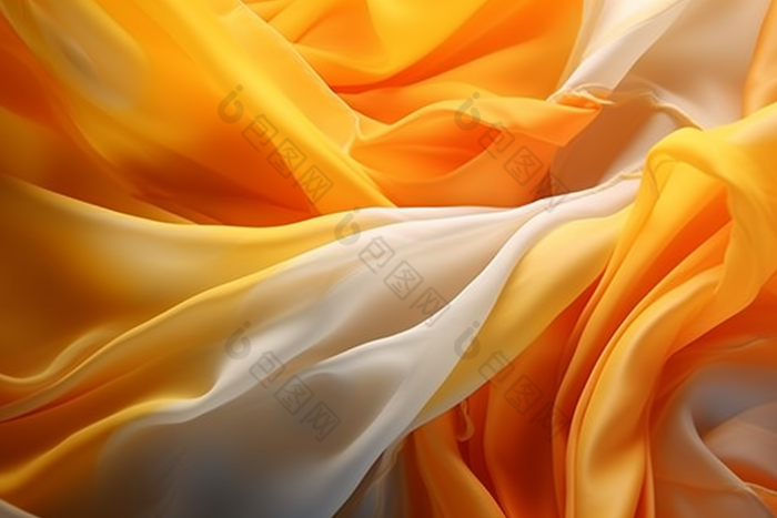 橙白渐变波浪丝绸纹理质感布料布艺绸缎纱蚕丝摄影图