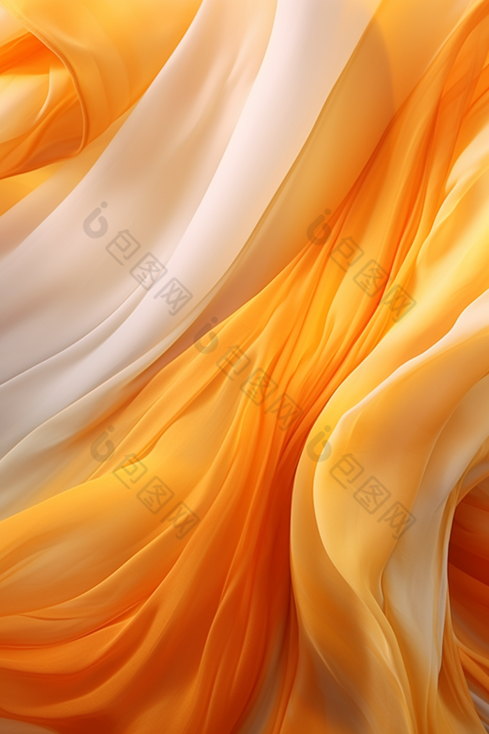 橙白渐变波浪丝绸纹理质感绸缎纱真丝蚕丝摄影图