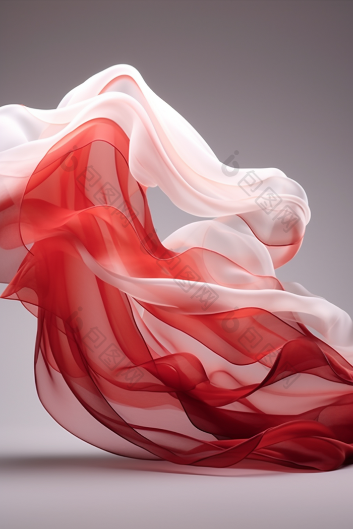 红色渐变波浪丝绸纹理真丝蚕丝质感布料