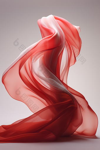 红色渐变波浪丝绸质感布料布艺绸缎纱真丝蚕丝摄影图