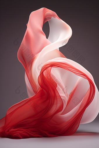 红色渐变波浪丝绸纹理质感布料纱真丝蚕丝摄影图
