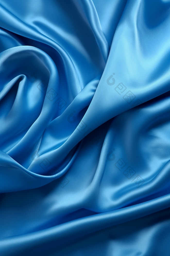 湖蓝色渐变波浪纹理质感布料布艺绸缎纱真丝蚕丝摄影图