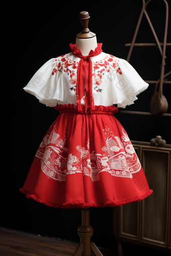 融合中国元素刺绣儿童裙子
