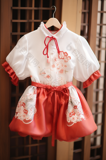 融合中国元素儿童蕾丝裙子