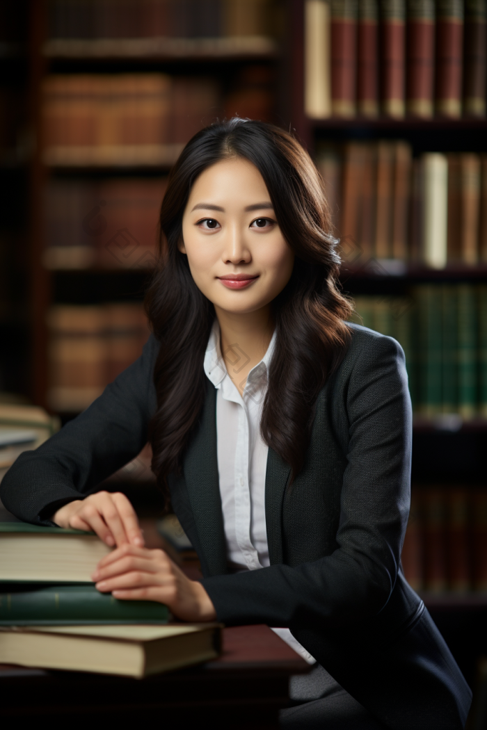 女老师在安静的图书馆形象图片 包图网 